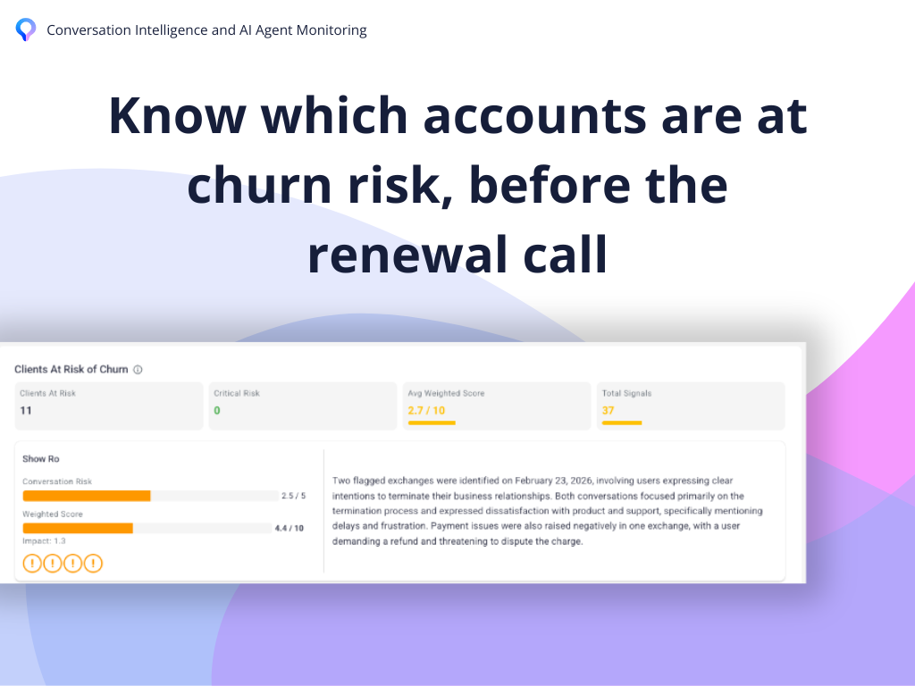 Churn signals dashboard (account scores + signals detected)